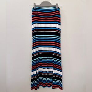 Merona Women’s Striped Maxi Skirt, size Small, Black Blue White Red
